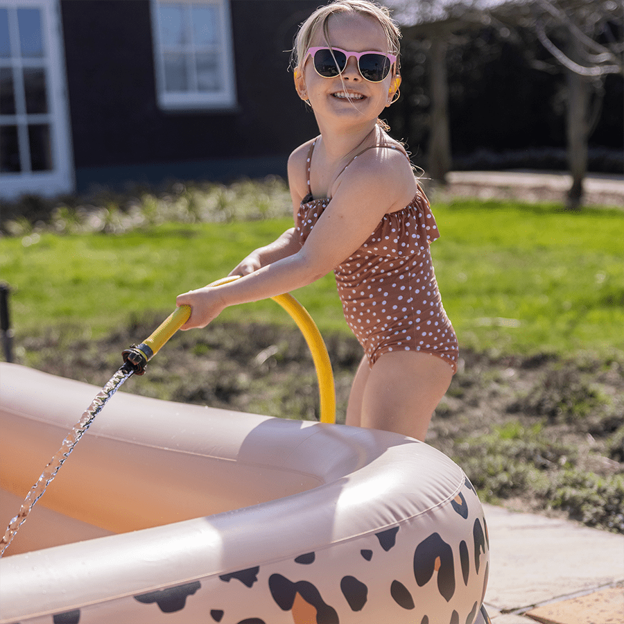 Aufblasbares Schwimmbad mit Leopardenmuster, beige, 211 x 132 x 46 cm