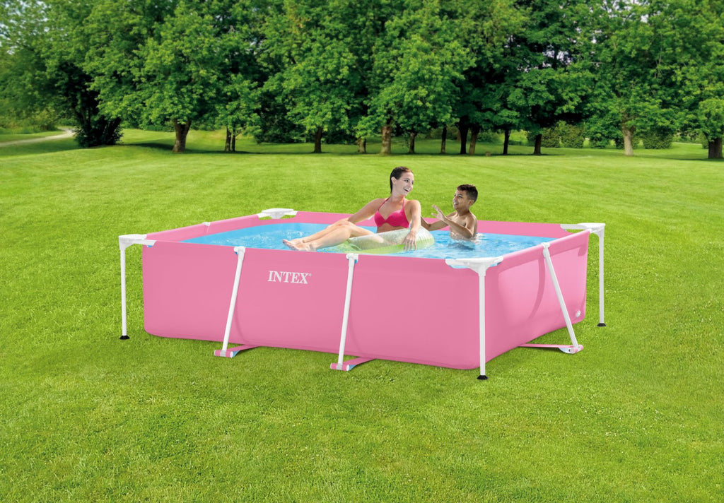 Metal frame zwembad roze 220x150x60 cm