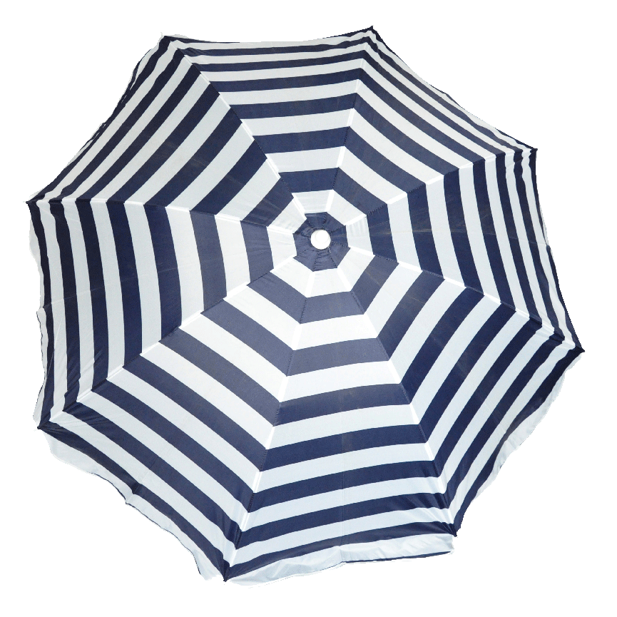 Strandparasol navy blue stripes 200 cm nylon