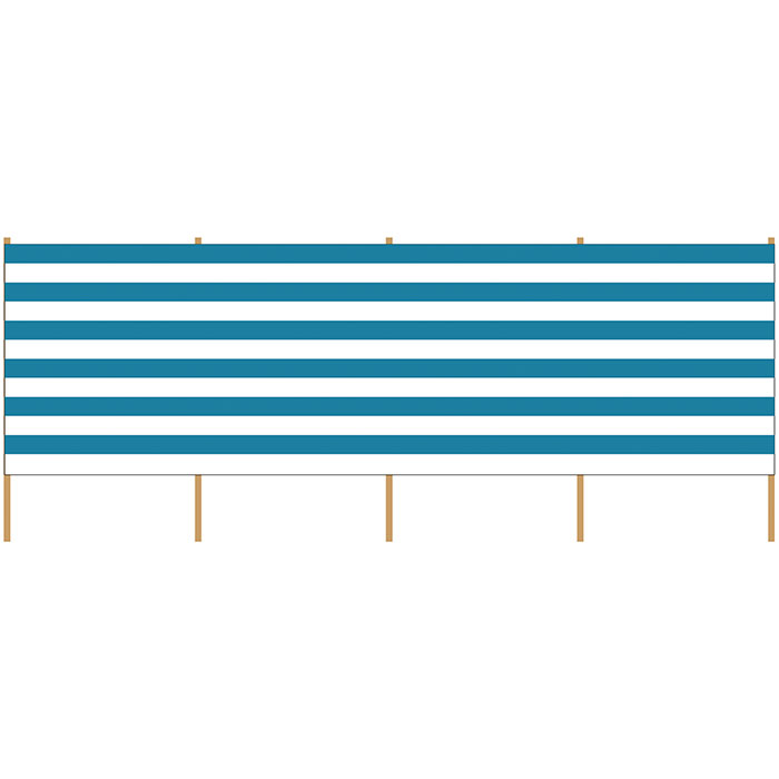 Strand Windscherm 5 meter blauw-wit