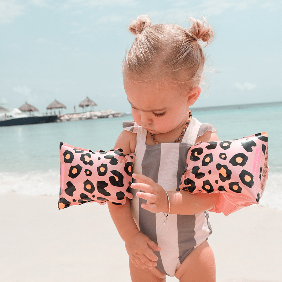 Schwimmarmbänder Leopardenmuster Roségold 0-2 Jahre